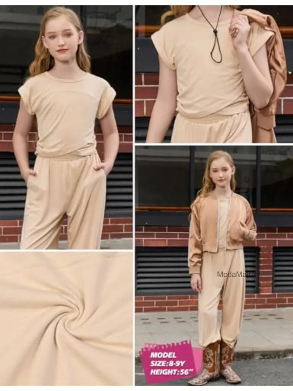 Girls 2 Piece Tracksuit Set Crossover Top Joggers Soft Stretch